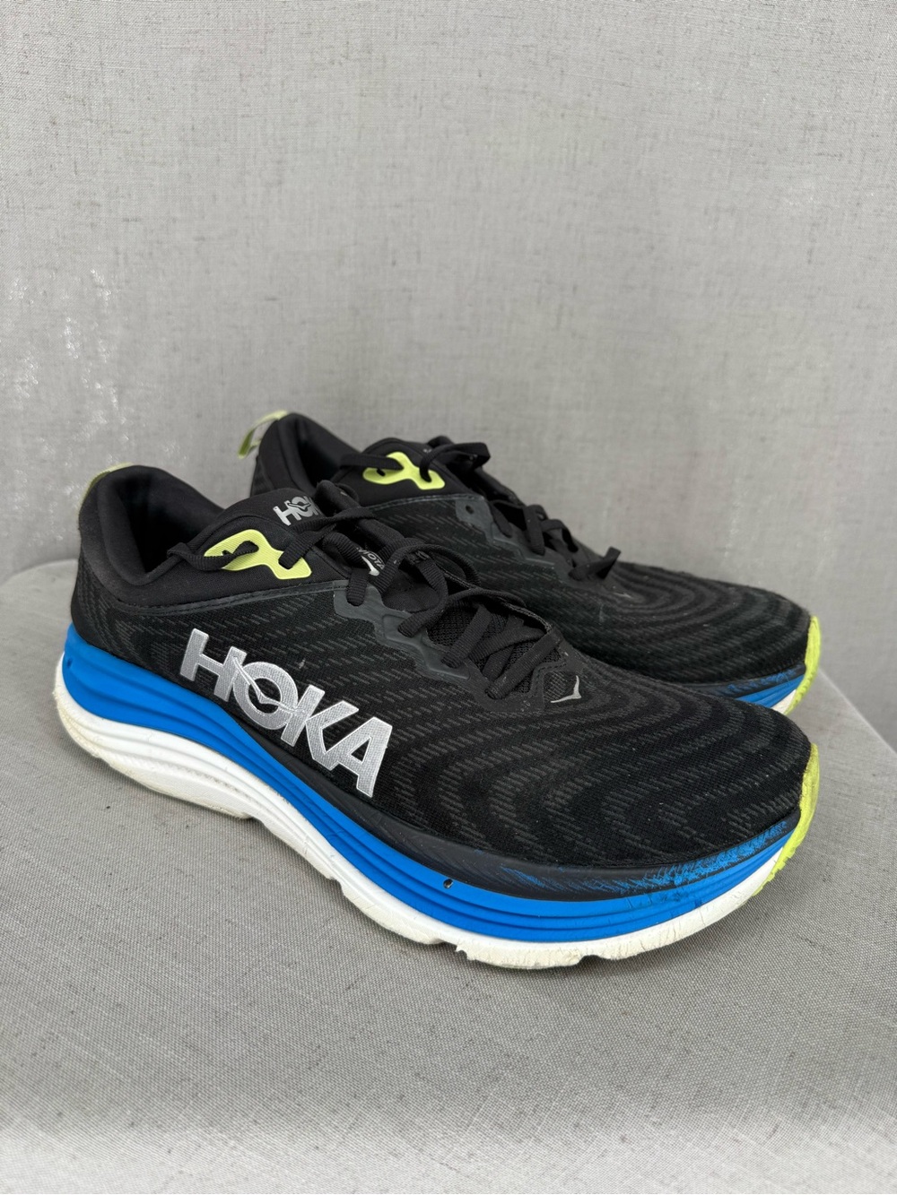HOKA Men's Gaviota 5 in the Black/Electric Cobalt comfort sneaker Sz 12D no inso